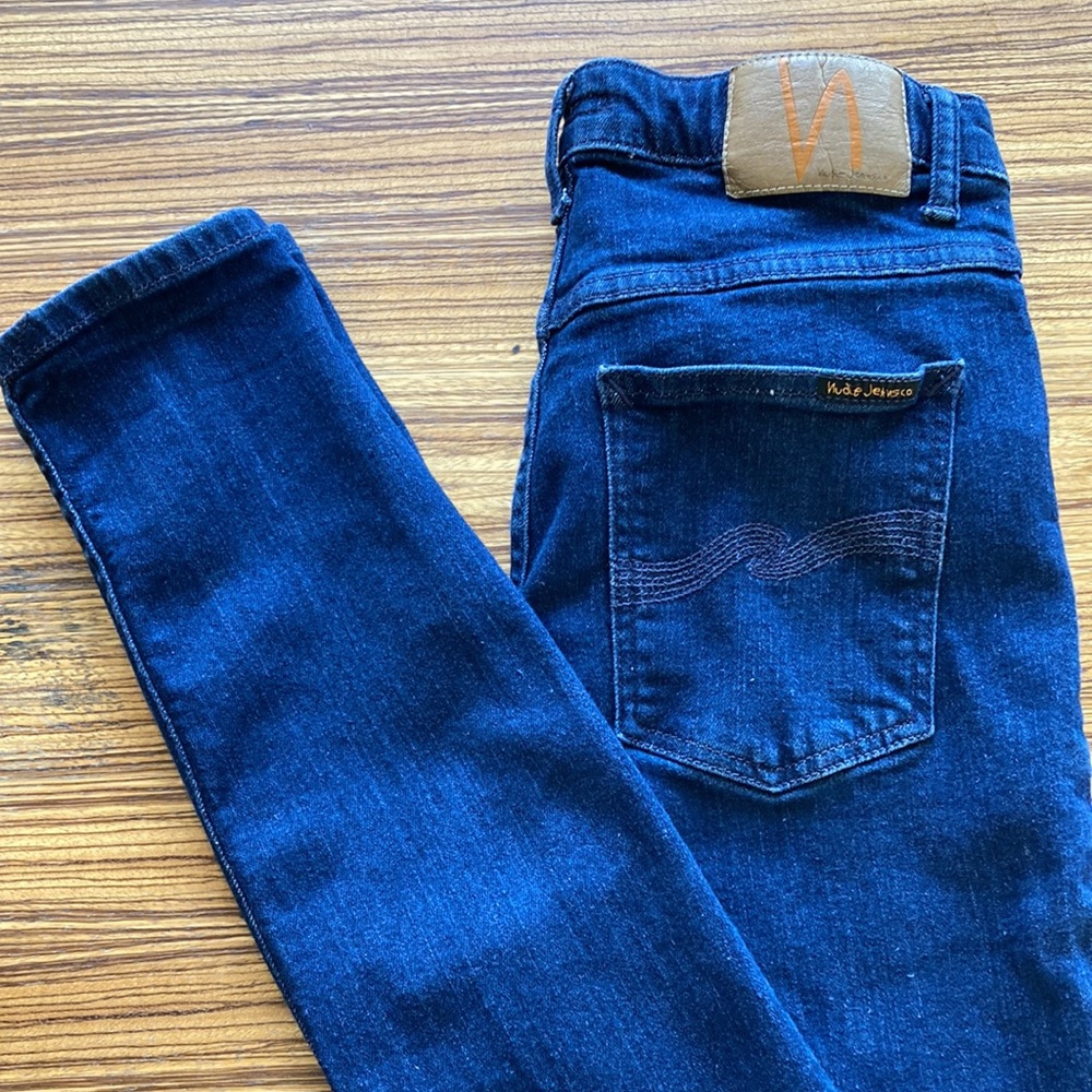 Nudie Jeans Women's 31 x 34 (measures 31 x 32.5) Hightop Tilde Blue Jeans